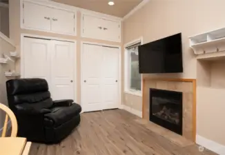 Unit C- gas fireplace & more storage in living area