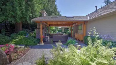 Side-view of the outdoor covered patio.