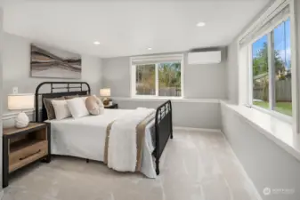 Lower level bedroom with walk-in closet