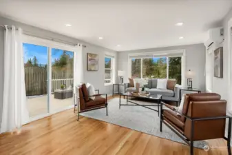 Main floor living area with slider to patio