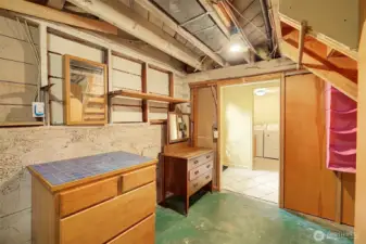 Lower level storage area.