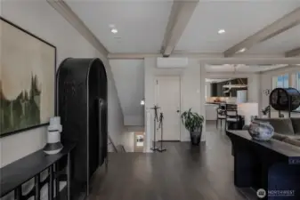 Living room looking at entry