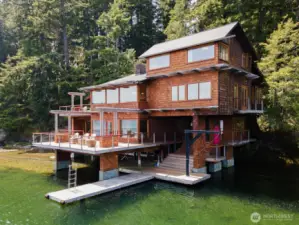 There is an extensive amount of purpleheart decks and docks with a boat lift that is also fun for swinging out onto the lake!
