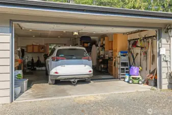 2-car heated garage with storage