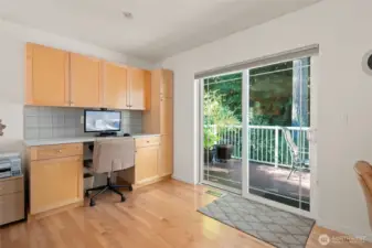 Breakfast nook with built-in desk area.