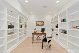 This library/den (movie theatre room??) is just off the stairs when you are on the lower level