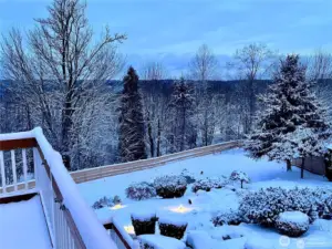 And snow!  Not a huge amount, but so fun!  Want to sled down that slope?