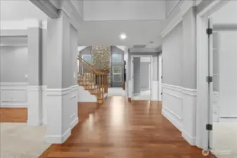 View from entry - note the newer interior paint and refinished hardwood floors!