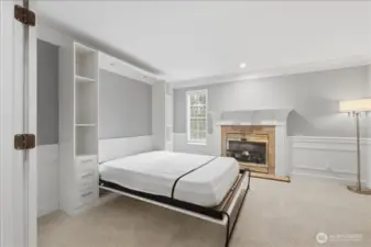 Room with murphy bed extended.