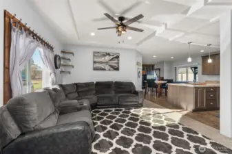 Great room open to the kitchen and dining and living room