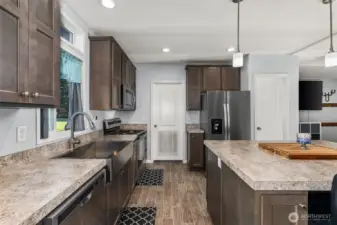 Kitchen with all appliances included.