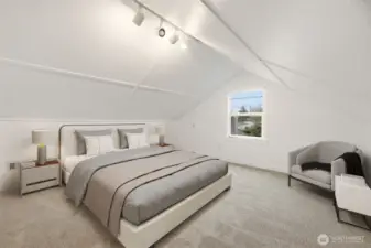 Upstairs bedroom Virtually staged