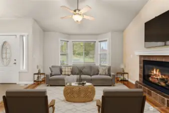 Living Room w/Vaulted Ceilings (Digitally Staged)