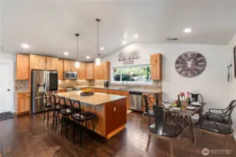Dining area, virtually staged.