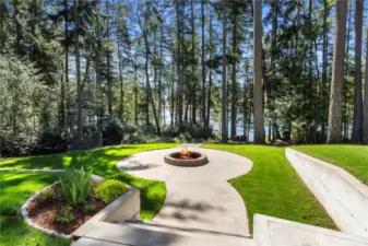 View of the fire pit area from the downstairs patio. What dreams are made of!