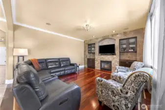 Gas fireplace in the family room
