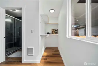 Primary bedroom walk-in closet and bathroom