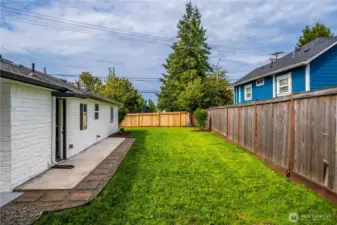 Fully fenced backyard