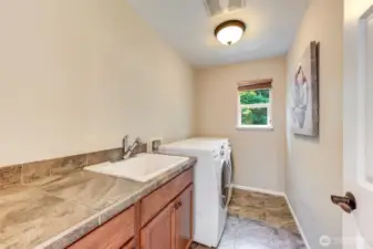 Upstairs laundry with sink!