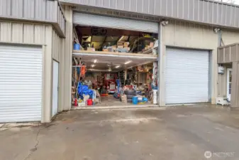 View of garage with upper floor visible.
