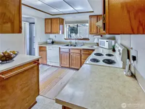 Great walk-through kitchen offering access off the entry, nook, garage and dining areas.  You will love all the counter space.
