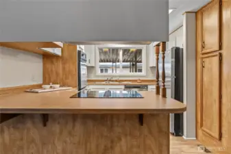 View from Dining room to Kitchen.