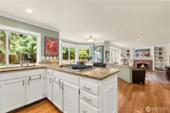 Kitchen connects seamlessly to breakfast nook, and family room.