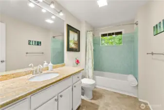 Full bath upstairs. Granite countertop.