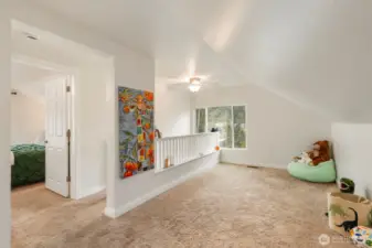 Second floor loft, 2 bedrooms and 1/2 bath.