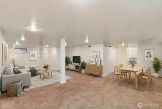 Basement: virtually staged, could be a great multi-family set up, game room, playroom, or media room.