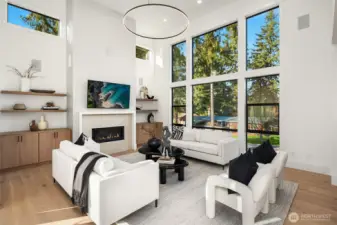 Vaulted great room that overlooks the private, spacious backyard