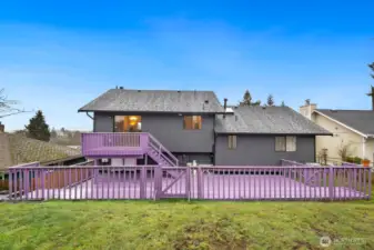 Backyard view of deck