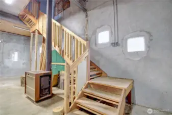 stairs to upper level in shop