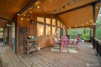 The covered deck is amazing! It increases the sq. ft. and is a perfect 'outdoor room'.