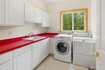 Laundry room with utility sink- washer & dryer stay!