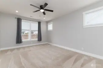 Spacious owner suite with fan