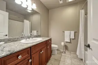 A second full bathroom downstairs for guests.