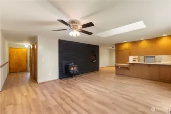 Skylight and Ceiling Fan.