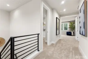 Upstairs has a nice wide landing. Photos are for representational purposes only.  Colors and options may vary.