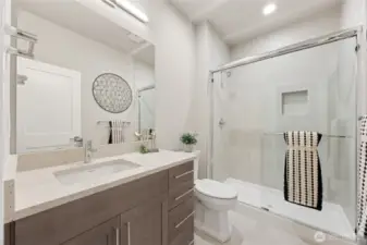 Lower level bathroom. Photos are for representational purposes only.  Colors and options may vary.
