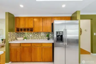 Solid oak kitchen cabinets.