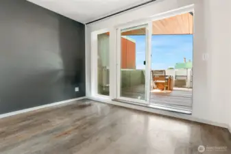 2nd primary bedroom/office/bonus room with direct access to roof top deck.
