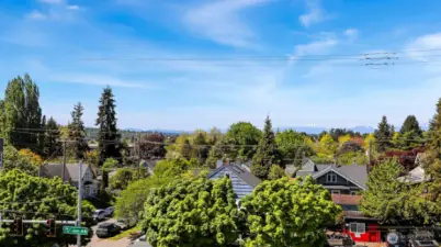 West facing ivew from roof top deck of Olympic Mountain range.