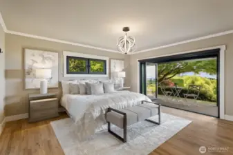 Primary bedroom with Nana wall for indoor outdoor living.