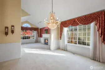 Formal Dining room, with a glamorous chandlier.