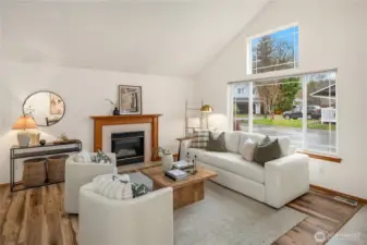 Plenty of natural lighting through large windows.