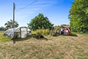 Just two of several growing enclosures on this historical farm.