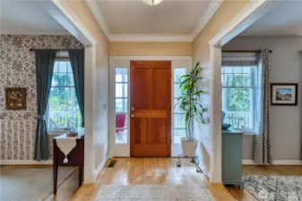 Front entrance with beautiful Asian oak floors.