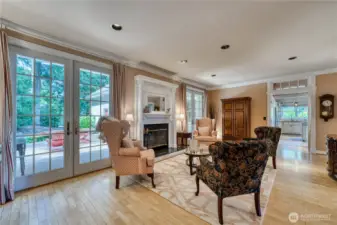 View of outdoor deck and kitchen access from living/great room.