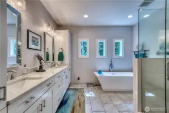 Spa like full bath attached to private guest quarters.